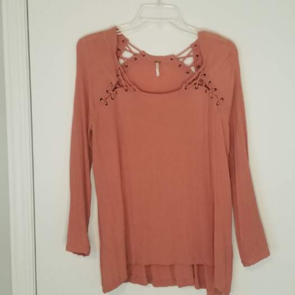 Free People Orange Boho Blouse top